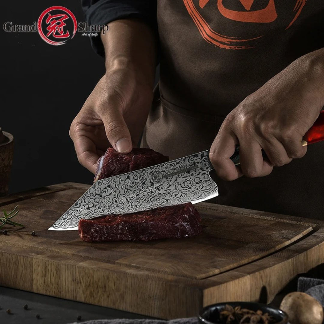 RedForge – Damascus Master – Profi-Kochmesser mit Harzholzgriff