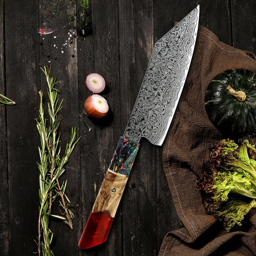 RedForge – Damascus Master – Profi-Kochmesser mit Harzholzgriff