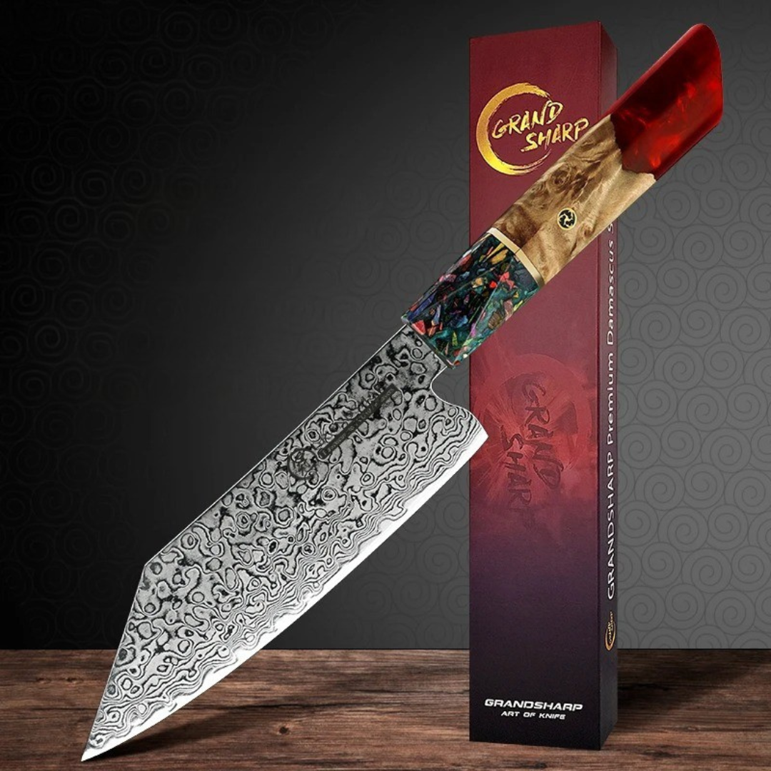 RedForge – Damascus Master – Profi-Kochmesser mit Harzholzgriff