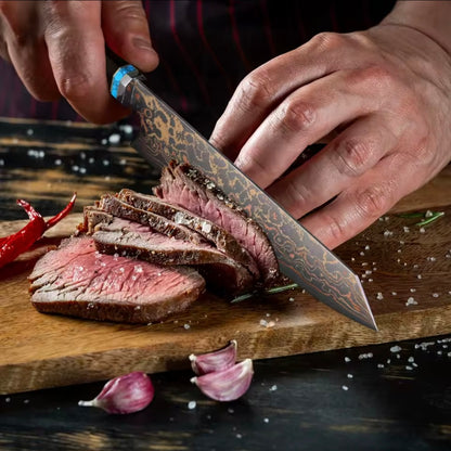 Unique Professional - Handgefertigtes Kiritsuke - Kupfer Damastmesser